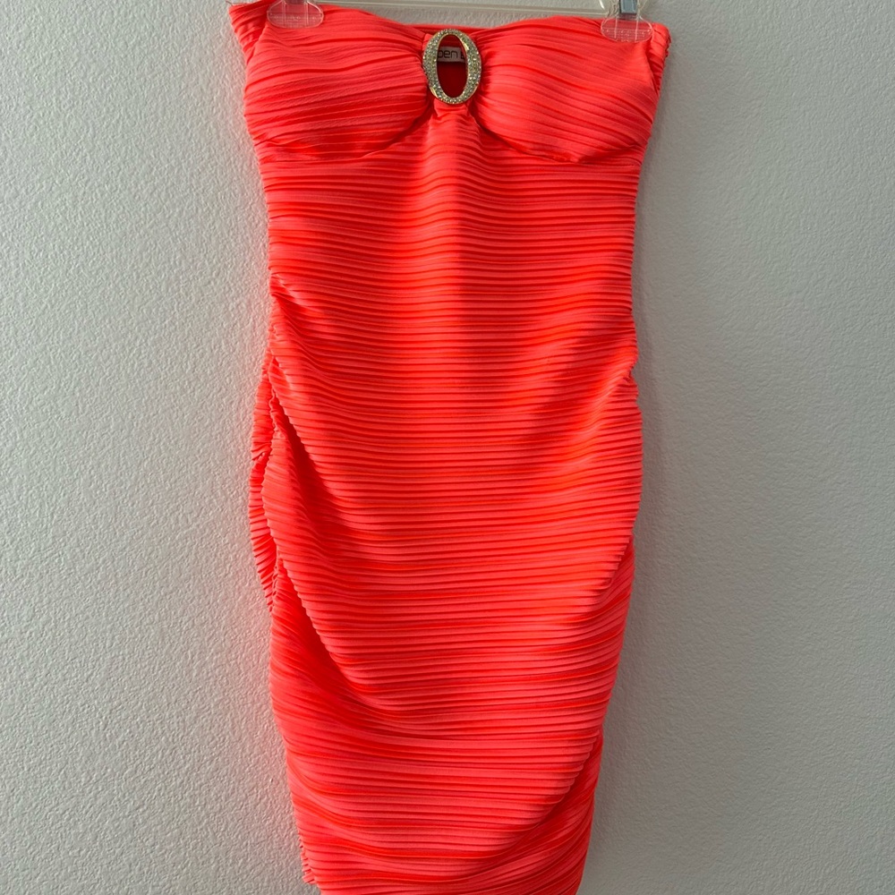 Bright orange/pink salmon Arden B mini dress